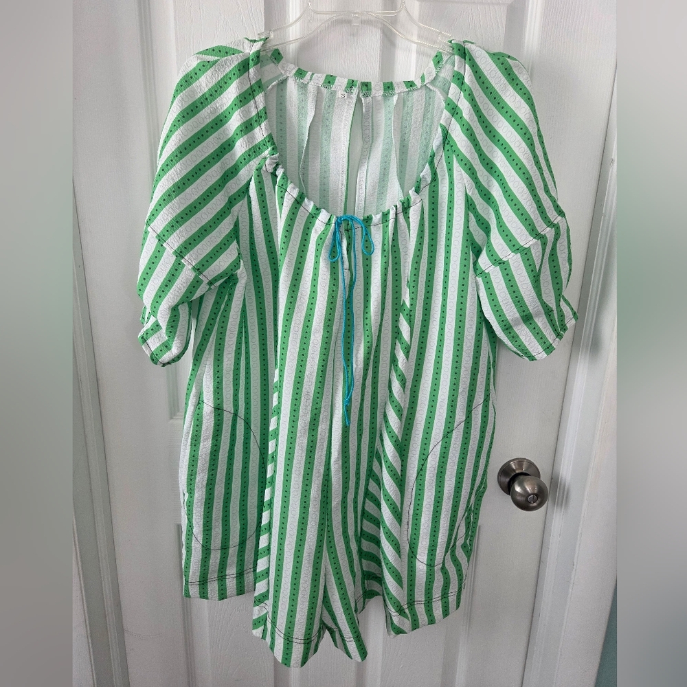 Striped Bop Around Romper NWOT Green And White